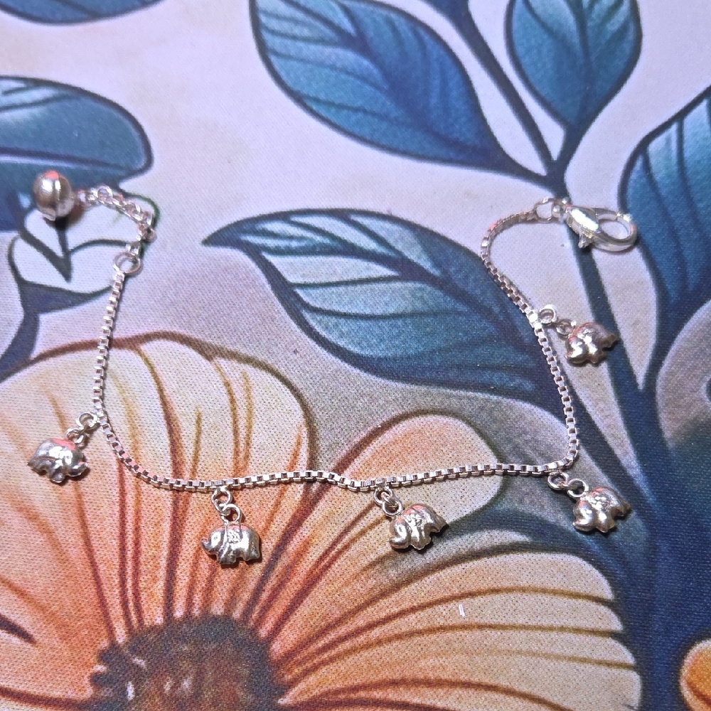 Silver Elephant Charm Bracelet